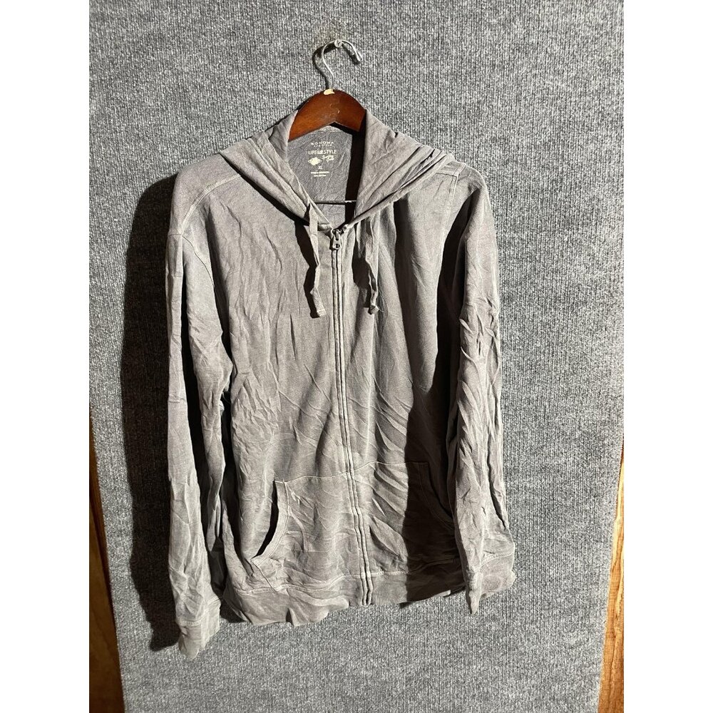 Sonoma Lifestyle Hoodie Mens XL Gray Full Zip Fleece Cotton Sweatshirt Basic